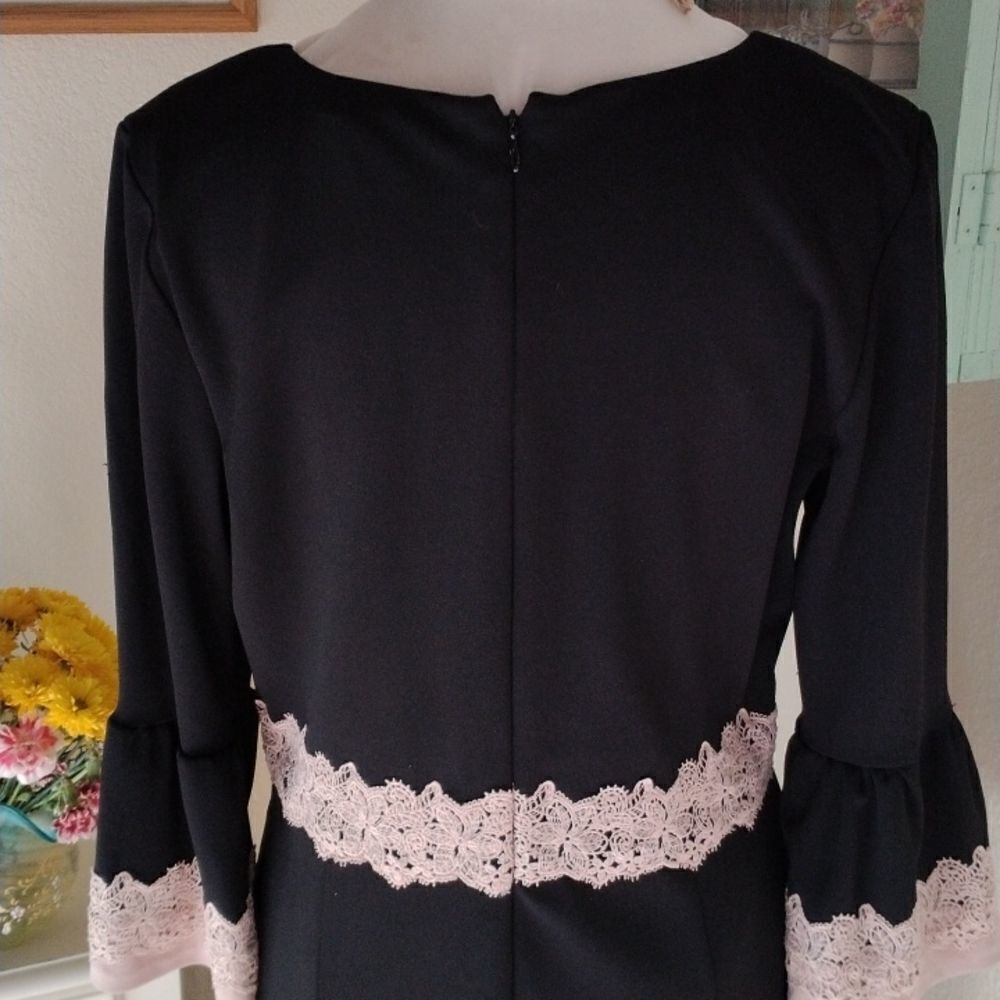 Sangria Little Black Dress With Lace Trim - Picture 8 of 13